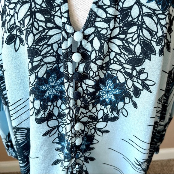 FREE PEOPLE | Blue Birds of a Feather Button Down Tunic Blouse Sz S - Picture 3 of 9
